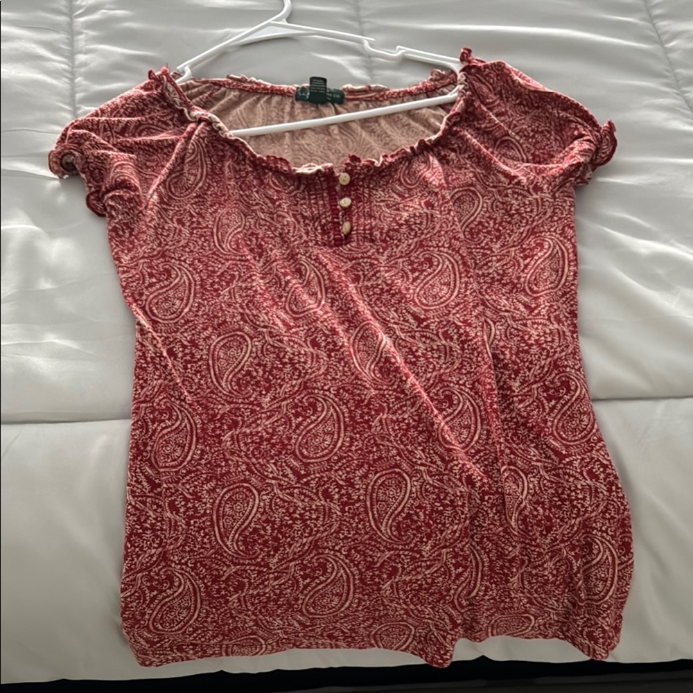 Lauren Ralph Lauren Pink Smocked Blouse